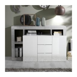 Cómoda LENOR branca/cinzenta betão