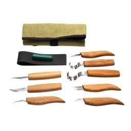Conjunto de Entalhe em Madeira Beavercraft com 8 Facas (8 facas em rolo + acessórios) S08