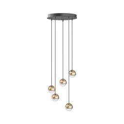 Open Design OR85518 - Lustre LED suspenso por cabo BOLICINA 5xLED/5W/230V dourado/preto