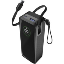 Cellular line Powerbank com Cabo USB-C Retráctil Cellularline 20000 mAh - Preto
