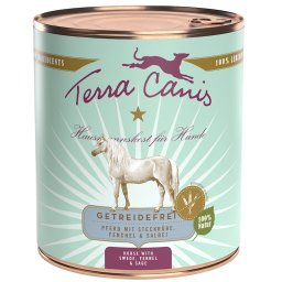 6x800g Menu sem cereais cavalo Terra Canis Comida húmida cão