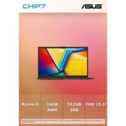 Portátil ASUS - AMD Ryzen 5 7520U / 16GB / 512GB SSD / 15.6" FHD / Sem Sistema Operativo - Vivobook Go 15 E1504FA-R50BLHDPS1