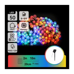 Aigostar - LED solar 50xLED/8 funkc. 12m IP65 multicolor decor chain