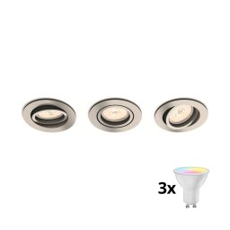 Philips 50393/17/PN - Conjunto 3x LED RGBW dimerizável, luminária de embutir para teto, 1xGU10/4,8W/230V, cromado + controlo remoto