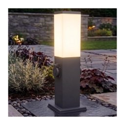 Brilagi - Lâmpada de exterior com 2 tomadas SCHUKO NOVA 1xE27/15W/230V 40 cm IP44 antracite