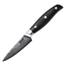Gudaro - Faca de cozinha SHIRO em aço damasco 3,5", 67 camadas de aço, comprimento 9,5 cm