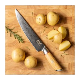 Gudaro - Faca para porcionar HIKARI 8", aço damasco com 67 camadas, comprimento 20 cm