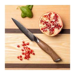 Gudaro - Faca de cozinha universal em aço damasco TAKUMI 5", comprimento 12,5 cm, cabo em nogueira