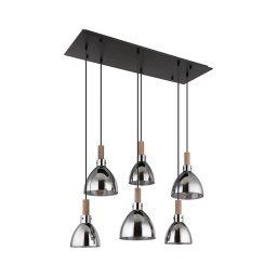 Globo 15550-6H - Lustre suspenso por cabo MATTEA 6xE27/6W/230V preto/fumado