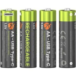 Pilhas Recarregáveis com USB-C AA