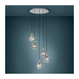 Eglo 39682 - Lustre suspenso por cabo BREGALLA 5xE27/40W/230V preto/fumê