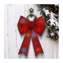 Decoração de Natal LED RGB, 11 LEDs / 3x LR44, 40 x 30 cm, laço vermelho