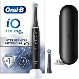 Escova de Dentes Oscilante Rotativo Braun Oral-B iO 6 S 5 Modos 2 Cabeças Sensor Pressão Temporizador Bluetooth Ecrã Estojo
