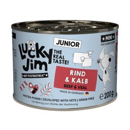 24x200g MINI Junior vaca e vitela Lucky Jim comida húmida para cães