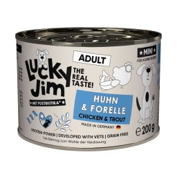 6x200g MINI Adult frango e truta Lucky Jim comida húmida para cães