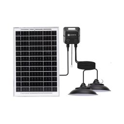 Aigostar - Candeeiro solar LED com sensor 2xLED/35W/12V 6000 mAh 6500K Ø 15 cm