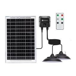 Aigostar - Lustre solar LED com sensor, 2x LED / 35 W / 12 V, bateria 6000 mAh, 6500 K, diâmetro 15 cm + comando remoto