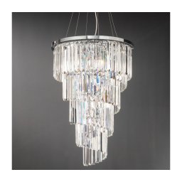 Ondaluce - Lustre de cristal suspenso por cabo ALEXANDER 10xE14/10W/230V cromado brilhante