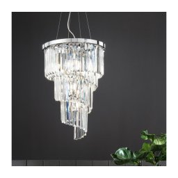 Ondaluce - Lustre de cristal suspenso por cabo ALEXANDER 7xE14/10W/230V cromado brilhante