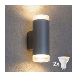 Brilagi - LED RGBW aplique de parede para exterior MATERA 2xGU10/4,8W/230V cinzento IP54
