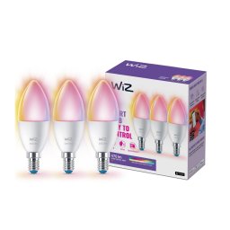 KIT 3x LED RGBW C37 E14/4,9W/230V 2200-6500K CRI90 Wi-Fi WiZ dimável