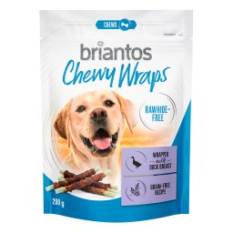 2x200g pato Chewy Wraps sem pele crua Briantos snacks para cães