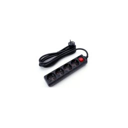 Aigostar - Extensão 4 tomadas 3m SCHUKO com interruptor preta