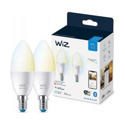 CONJUNTO 2x Lâmpada LED com regulação C37 E14/4,9W/230V 2700-6500K CRI 90 Wi-Fi - WiZ