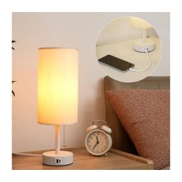 Brilagi - Lâmpada de mesa TABLON com porta USB 1xE27/25W/230V branco/creme