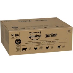 84x85g Junior saquetas seleção clássica molho Whiskas comida para gato