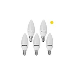 Panasonic Pack x5:Lâmpada LED E14 Vela Luz quente 4W 2000K