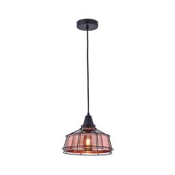 Klausen 111007 - Candelabro suspenso FACTORY 1xE27/11W/230V rosa dourada/preto
