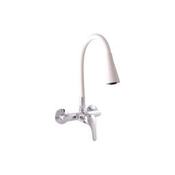 RAV Slezák SA002.5/13CB - Torneira para lava-loiça SAZAVA, 32,3 cm, acabamento branco e cromado brilhante