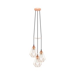 Eglo 78276 - Lustre suspenso BYRON com cabo, 3xE27/60W/230V, acabamento em cobre