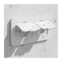 Brilagi - Tomada dupla de pavimento embutida para exterior IP55, branca, retangular