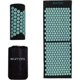 Akumata Long Acupressure Tapete de Acupressão com Almofada Massajador de Todo o Corpo 1 un. Black and Mint