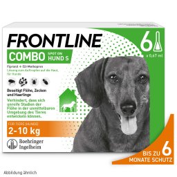 6 pipetas x 0,67 ml Frontline® Combo Spot-on para cães S (2 - 10 kg)