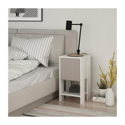 Mesa de cabeceira EMA 55x30 cm branco/bege