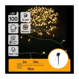 Aigostar - Cordão Solar LED 100 LEDs / 8 modos, 12 m, IP65, branco quente