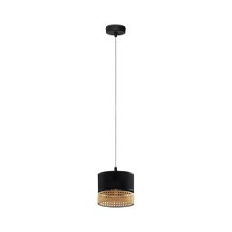 Lustre em cabo PAGLIA 1xE27/15W/230V preto/rattan