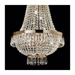 Ideal Lux - Candeeiro suspenso LED de cristal CAESAR 6xG9/3W/230V diâmetro 38 cm dourado