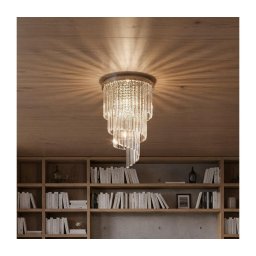 Ideal Lux-Candeeiro integrado de cristal CARLTON 8xE14/40W/230V diâmetro 40cm cromado brilhante