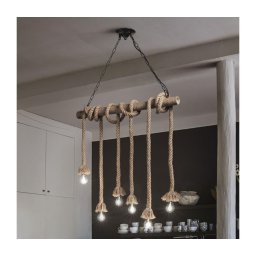 Ideal Lux - Candeeiro suspenso CANAPA 6xE27/15W/230V castanho