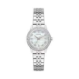 Guess Relógios femininos Relógio analógico de aço inoxidável com cristal de 32 mm GW1027L1