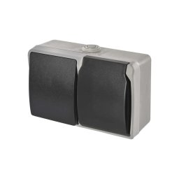 Interruptor doméstico alternado nº 6 com tomada 250V/16A IP44 cinza
