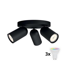 Philips - Foco LED RGBW dimerizável PONGEE 3xGU10/4,8W/230V preto +controlo remoto