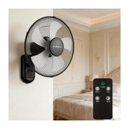 ZEVENTI - Ventilador de parede FANNY 45W/230V, diâmetro 41 cm, preto + comando remoto