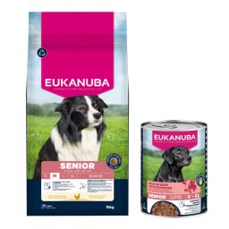 15kg Senior Medium Breed frango Eukanuba Premium Nutrition ração cães