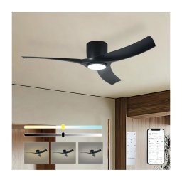 ZEVENTI - Ventilador de teto LED ORBITO LED/24W/230V Wi-Fi Tuya preto + comando