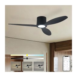 ZEVENTI - Ventilador de teto LED VENTORA LED/24W/230V Wi-Fi Tuya preto + comando remoto